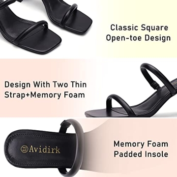 Avidirk Women's Stylish Square Open Toe Heeled Sandals