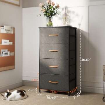 Stylish ROMOON Dresser with 4 Drawers for Small Spaces