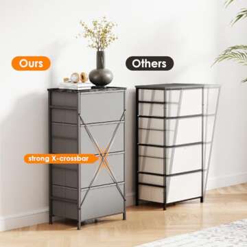 Stylish ROMOON Dresser with 4 Drawers for Small Spaces
