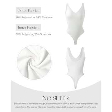 SUUKSESS Women 2 Piece Thong Bodysuit Sexy V Neck Backless Sleeveless Tank Tops Body Suits (Brown & White, M)