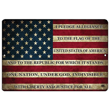 USA Flag Metal Tin Sign - Unique Wall Decor 12x8