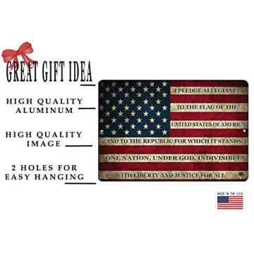 USA Flag Metal Tin Sign - Unique Wall Decor 12x8