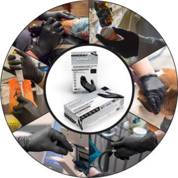 AMMEX Black Nitrile Exam Gloves, Case of 1000, 3 Mil, Size Medium, Latex Free, Powder Free, Textured, Disposable, Non-Sterile, Food Safe, ABNPF44100
