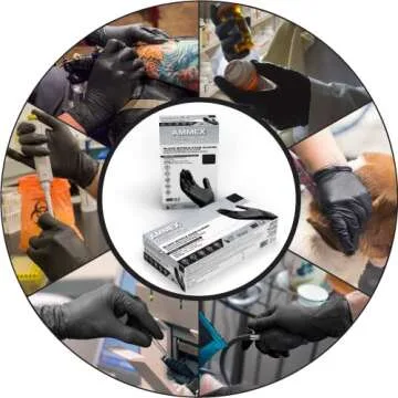 AMMEX Black Nitrile Exam Gloves, Case of 1000, 3 Mil, Size Medium, Latex Free, Powder Free, Textured, Disposable, Non-Sterile, Food Safe, ABNPF44100
