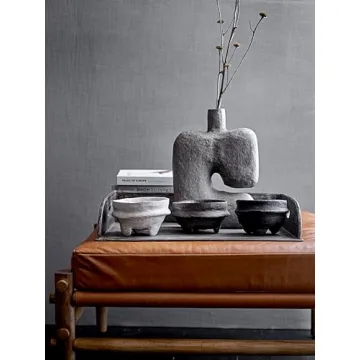 Bloomingville Grey Paper Mache Vase for Modern Decor