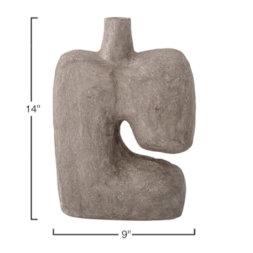 Bloomingville Grey Paper Mache Vase for Modern Decor