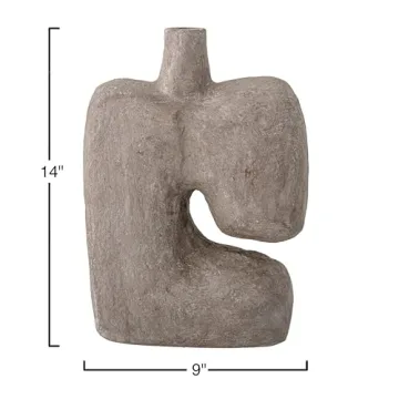 Bloomingville Grey Paper Mache Vase for Modern Decor