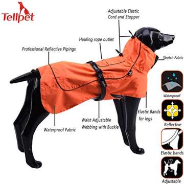 Tellpet Waterproof Dog Jacket Orange X-Large for Outdoor Use