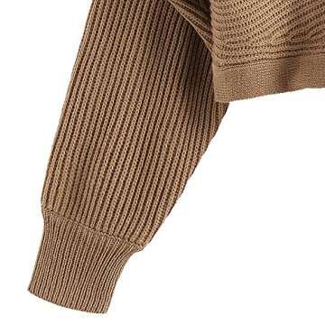 ZAFUL Women's V Neck Cropped Sweater Ribbed Knit Pullover Tops Sexy Drop Shoulder Jumpers