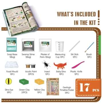 The Ultimate Dinosaur Activity Toy with Slime, Paint, and DIY Soap Making Set. Fun Education Science Kit for Boys and Girls Age 8-10 11-14. Creative STEM Paleontology Stocking Stuffer Gift