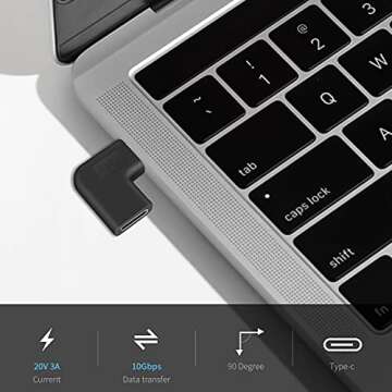 Poyiccot USB C Right Angle Adapter, USB C 90 Degree Adapter 10Gbps, USB 3.1 Type C Male to Female Adapter PD 90 Degree USB C Adapter USB C Extender Adapter for Laptop & Tablet & Mobile Phone, 2Pack