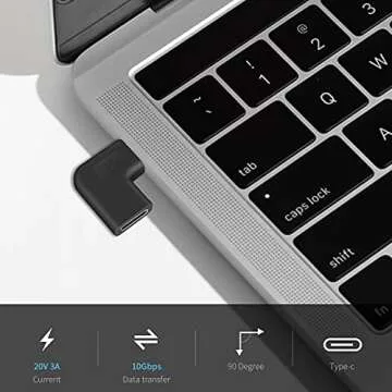 Poyiccot USB C Right Angle Adapter, USB C 90 Degree Adapter 10Gbps, USB 3.1 Type C Male to Female Adapter PD 90 Degree USB C Adapter USB C Extender Adapter for Laptop & Tablet & Mobile Phone, 2Pack