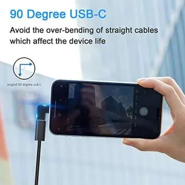 Poyiccot USB C Right Angle Adapter, USB C 90 Degree Adapter 10Gbps, USB 3.1 Type C Male to Female Adapter PD 90 Degree USB C Adapter USB C Extender Adapter for Laptop & Tablet & Mobile Phone, 2Pack