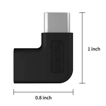 Poyiccot USB C Right Angle Adapter, USB C 90 Degree Adapter 10Gbps, USB 3.1 Type C Male to Female Adapter PD 90 Degree USB C Adapter USB C Extender Adapter for Laptop & Tablet & Mobile Phone, 2Pack