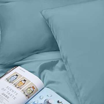 INSSL Silk Pillowcase f Women, Mulberry Silk Pillowcase for Hair and Skin and Stay Comfortable and Breathable During Sleep(Blue Gray,King)