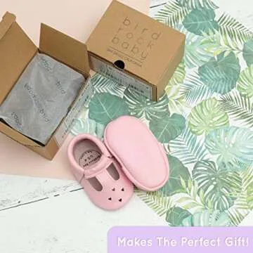 BirdRock Baby Mary Jane Moccasins - Genuine Leather Soft Sole Baby Girl Shoes for Newborns, Infants, Babies, and Toddlers (Classic Brown, US 4)