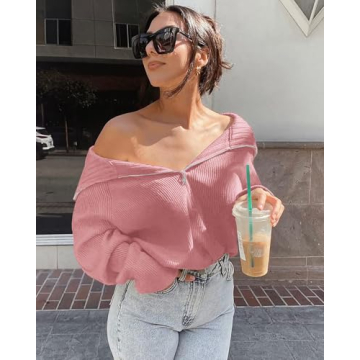 BTFBM Women’s Fashionable Half Zip Sweater for Comfort and Style