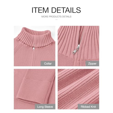 BTFBM Women’s Fashionable Half Zip Sweater for Comfort and Style