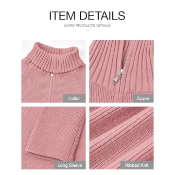 BTFBM Women’s Fashionable Half Zip Sweater for Comfort and Style