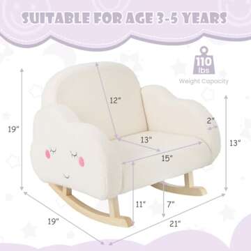 INFANS Kids Sofa, Toddler Rocking Chair with Solid Wooden Frame, Anti-Tipping Design, Plush Fabric, Children Armchair for Nursery Kindergarten Playroom Preschool, Gift for Boys Girls