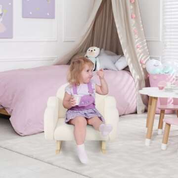 INFANS Kids Sofa, Toddler Rocking Chair with Solid Wooden Frame, Anti-Tipping Design, Plush Fabric, Children Armchair for Nursery Kindergarten Playroom Preschool, Gift for Boys Girls