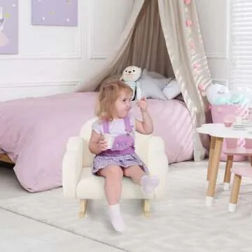 INFANS Kids Sofa, Toddler Rocking Chair with Solid Wooden Frame, Anti-Tipping Design, Plush Fabric, Children Armchair for Nursery Kindergarten Playroom Preschool, Gift for Boys Girls