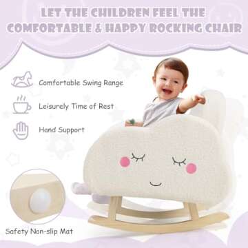 INFANS Kids Sofa, Toddler Rocking Chair with Solid Wooden Frame, Anti-Tipping Design, Plush Fabric, Children Armchair for Nursery Kindergarten Playroom Preschool, Gift for Boys Girls