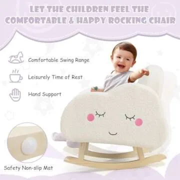 INFANS Kids Sofa, Toddler Rocking Chair with Solid Wooden Frame, Anti-Tipping Design, Plush Fabric, Children Armchair for Nursery Kindergarten Playroom Preschool, Gift for Boys Girls