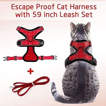 rabbitgoo Cat Harness and Leash for Walking, Escape Proof Soft Adjustable Vest Harnesses for Cats, E...