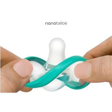 Nanobebe Baby Pacifiers 0-3 Month - Orthodontic, Curves Comfortably with Face Contour, Award Winning for Breastfeeding Babies, 100% Silicone - BPA Free. Perfect Baby Registry Gift 2pk,White
