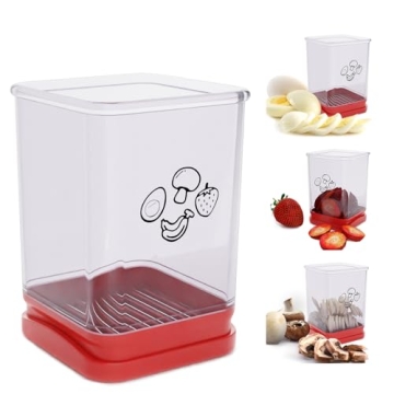 Tewodila Fruit Slicer Cup, Speed Cutter for Strawberry Banana Grape Egg, Stainless Steel Vegetable C...