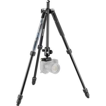 Manfrotto Element MII MKELMII4BK-BH, Lightweight Aluminium Travel Camera Tripod, with Carry Bag, Arca-Compatible Ball Head, 4-Section Legs, Twist Locks, Load up 8kg, for Mirrorless, DSLR,Black