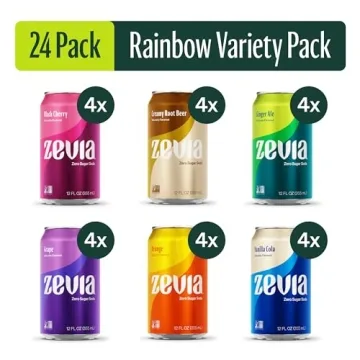 Zevia Zero Sugar Rainbow Soda Variety Pack 24 Cans