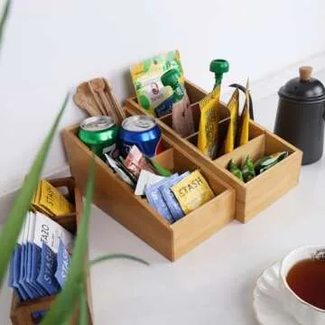 HTB Bamboo Snack Organizer - 4-Section Storage Solution