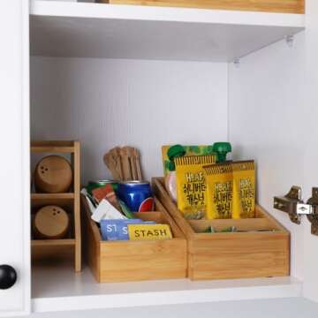 HTB Bamboo Snack Organizer - 4-Section Storage Solution