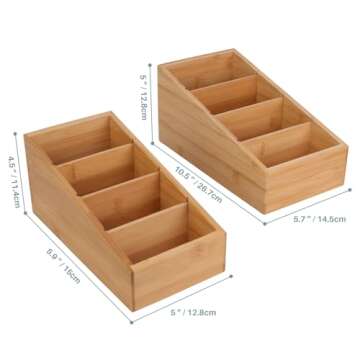 HTB Bamboo Snack Organizer - 4-Section Storage Solution