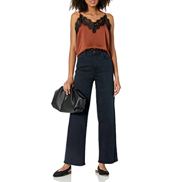 The Drop Women's Natalie V-Neck Lace Trimmed Camisole Tank Top, Tortoise Shell, L