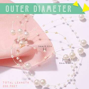Hilitchi 200Feet Roll Ivory Pearl String Party Garland Wedding Centerpieces Bridal Bouquet Crafts Decoration (Pearl)