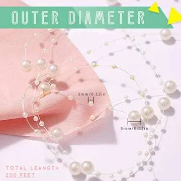 Hilitchi 200Feet Roll Ivory Pearl String Party Garland Wedding Centerpieces Bridal Bouquet Crafts Decoration (Pearl)