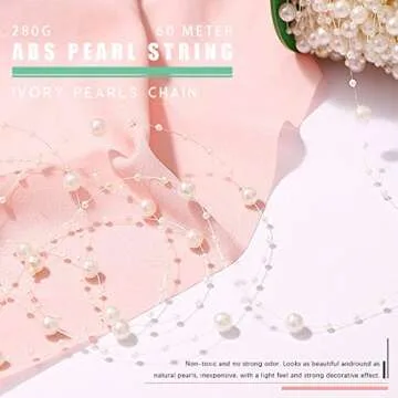 Hilitchi 200Feet Roll Ivory Pearl String Party Garland Wedding Centerpieces Bridal Bouquet Crafts Decoration (Pearl)