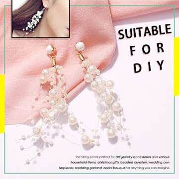 Hilitchi 200Feet Roll Ivory Pearl String Party Garland Wedding Centerpieces Bridal Bouquet Crafts Decoration (Pearl)