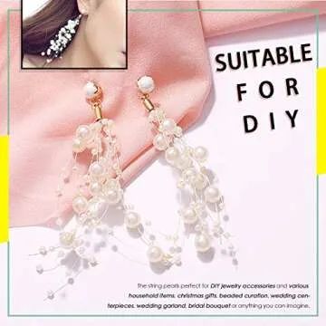 Hilitchi 200Feet Roll Ivory Pearl String Party Garland Wedding Centerpieces Bridal Bouquet Crafts Decoration (Pearl)