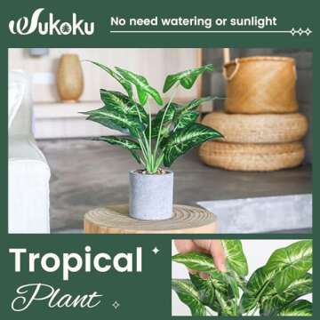 WUKOKU 16" Small Fake Plants Artificial Tropical Faux Plants Indoor Desk Plant for Home Office Kitch...