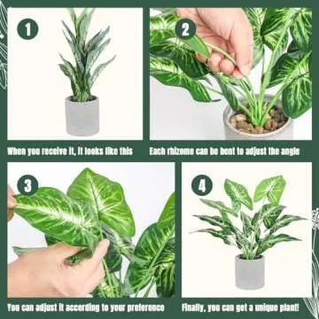 WUKOKU 16" Small Fake Plants Artificial Tropical Faux Plants Indoor Desk Plant for Home Office Kitchen Shelf Sage Green Decor