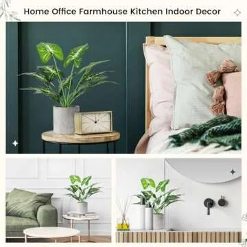 WUKOKU 16" Small Fake Plants Artificial Tropical Faux Plants Indoor Desk Plant for Home Office Kitchen Shelf Sage Green Decor