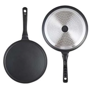 S·KITCHN Crepe Pan Nonstick Dosa Pan, Tawa Pan for Roti Indian, Non-Stick Pancake Griddle Compatible with Induction Cooktop, Comal for Tortillas, Griddle Pan for Stove Top - 11IN