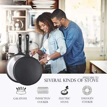 S·KITCHN Crepe Pan Nonstick Dosa Pan, Tawa Pan for Roti Indian, Non-Stick Pancake Griddle Compatible with Induction Cooktop, Comal for Tortillas, Griddle Pan for Stove Top - 11IN