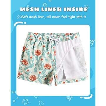 maamgic Boys Swim Trunks Stretch Quick Dry Swim Shorts Kids Bathing Suits Toddler Boy Swimsuit Swimwear Cactus Green 4T