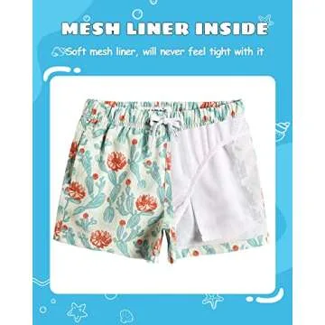 maamgic Boys Swim Trunks Stretch Quick Dry Swim Shorts Kids Bathing Suits Toddler Boy Swimsuit Swimwear Cactus Green 4T