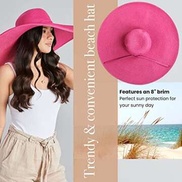 San Diego Hat Company Women's One Size Ultrabraid Extra Large Brim Floppy Hat with SPF Protection, hot Pink